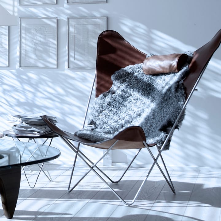 KS Chair flaggermusstol, Skinn black, rustfritt stativ OX Denmarq