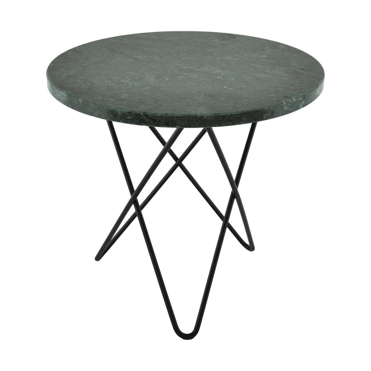 OX Denmarq Mini O sidebord Ø40 H37, svart understell grønn marmor