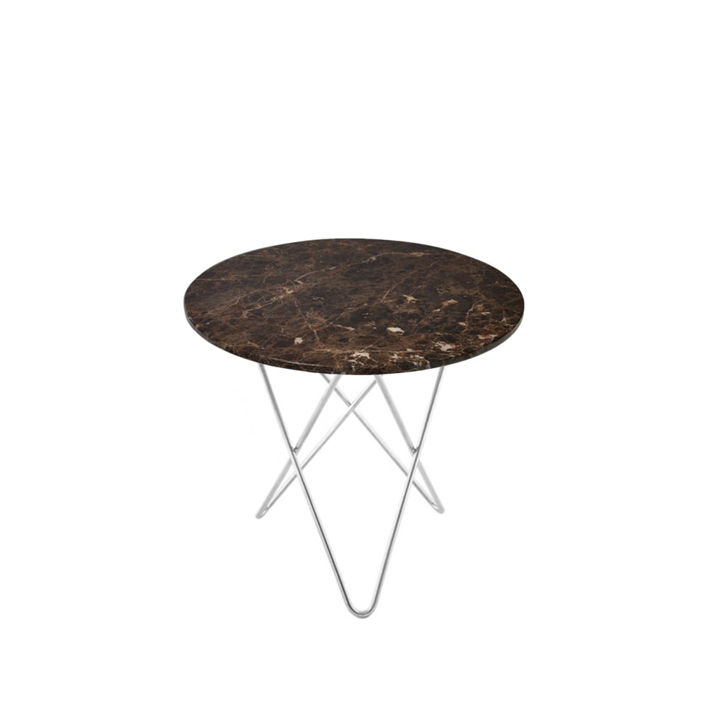 OX Denmarq Mini O Table salongbord marmor brun, rustfritt stativ