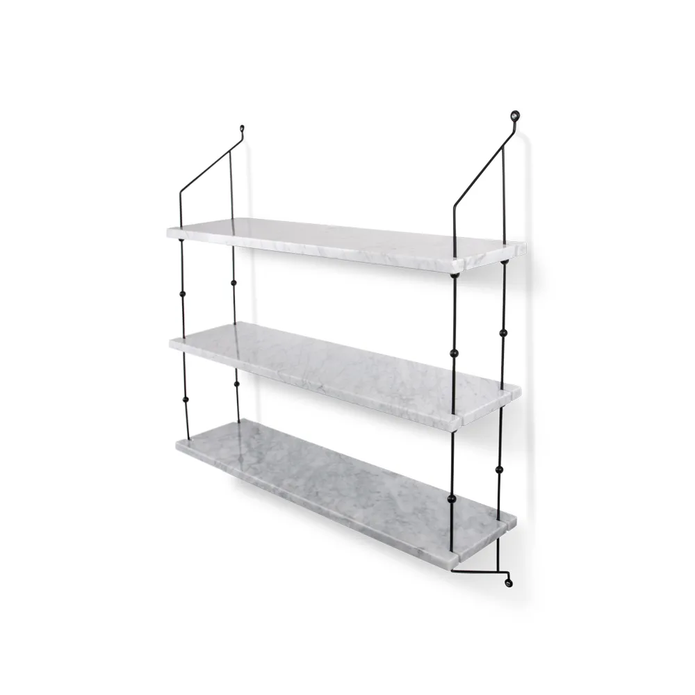 Morse vegghylle, marmor hvit, ramme i sort lakk OX Denmarq