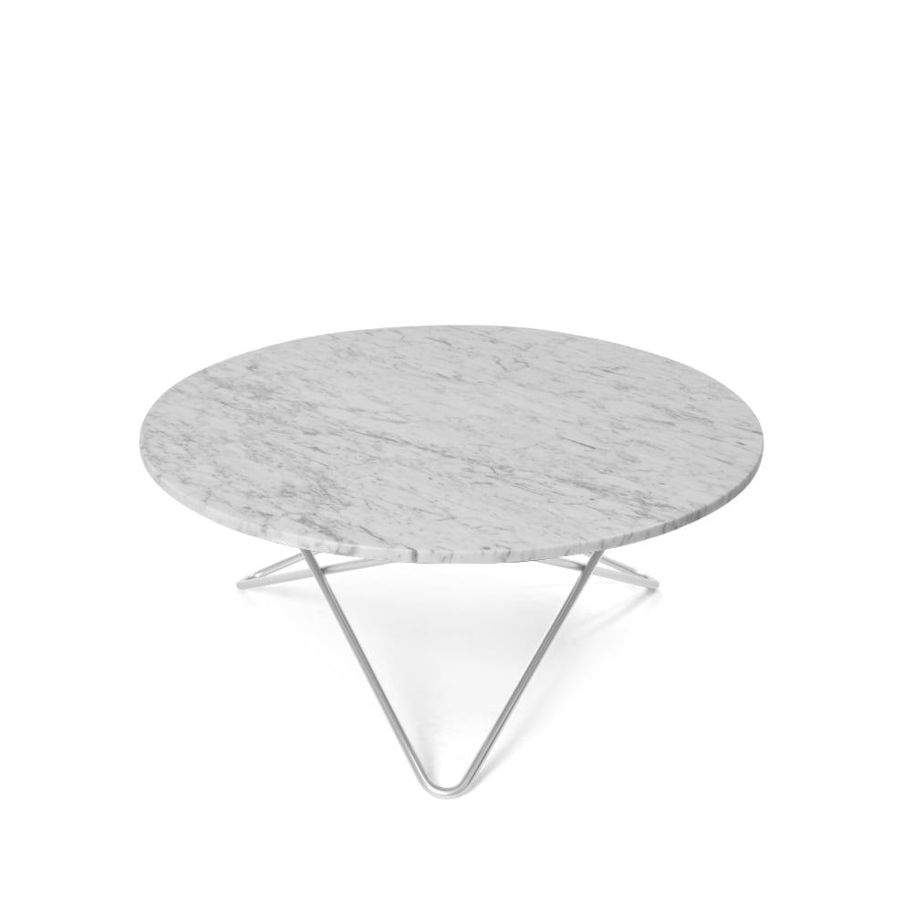 Bilde av OX Denmarq O Table salongbord Marmor hvit rustfritt stativ