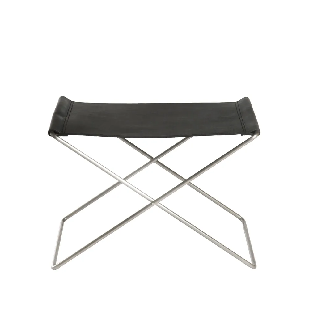 OX Stool krakk, Skinn sort, rustfritt stål OX Denmarq