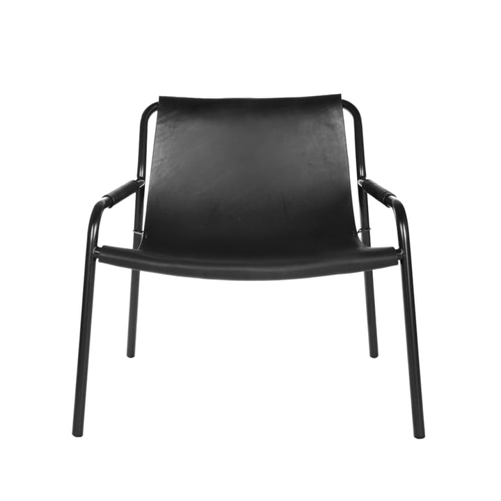 September loungestol - skinn sort, sortlakkert stålstativ - OX Denmarq