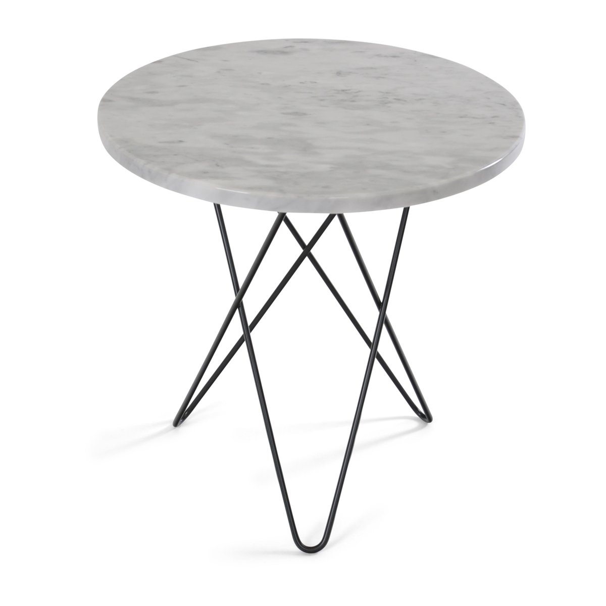 OX Denmarq Tall mini O sidebord Ø50 H50, svart understell hvit marmor