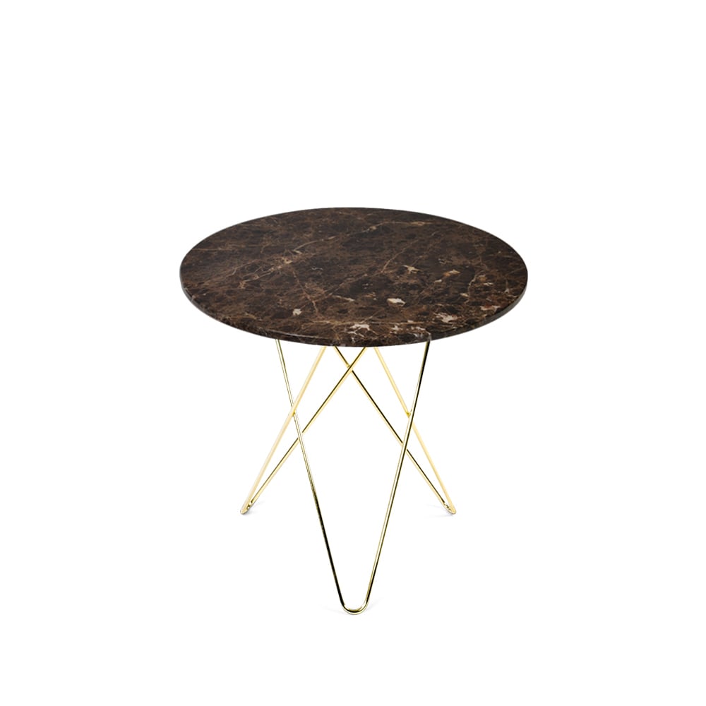 Bilde av OX Denmarq Tall Mini O Table salongbord marmor brun messingstativ