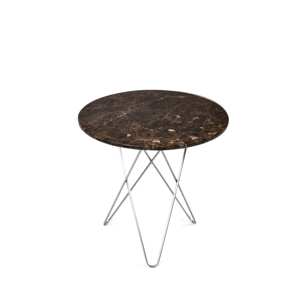 Bilde av OX Denmarq Tall Mini O Table salongbord marmor brun rustfritt stativ
