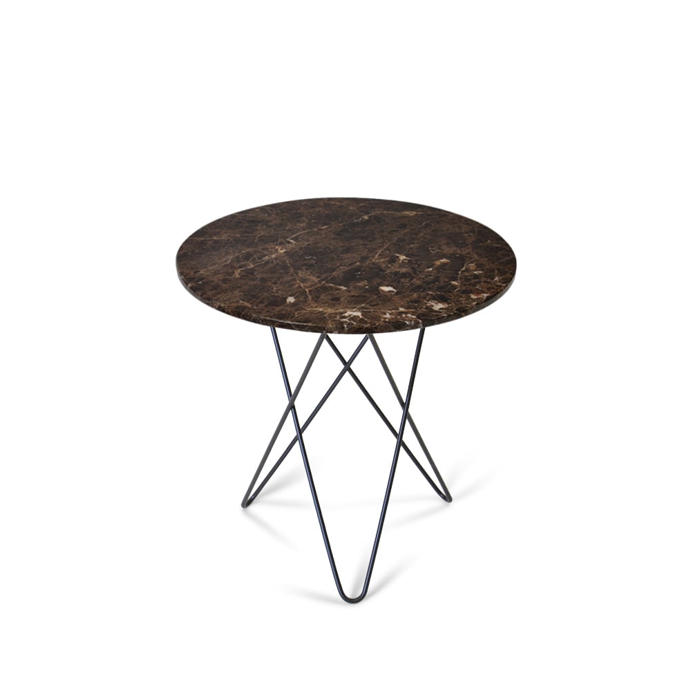Bilde av OX Denmarq Tall Mini O Table salongbord marmor brun sortlakkert stativ