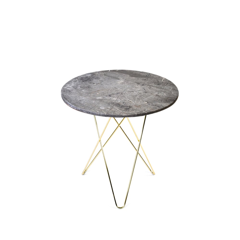 Bilde av OX Denmarq Tall Mini O Table salongbord Marmor grå messingstativ
