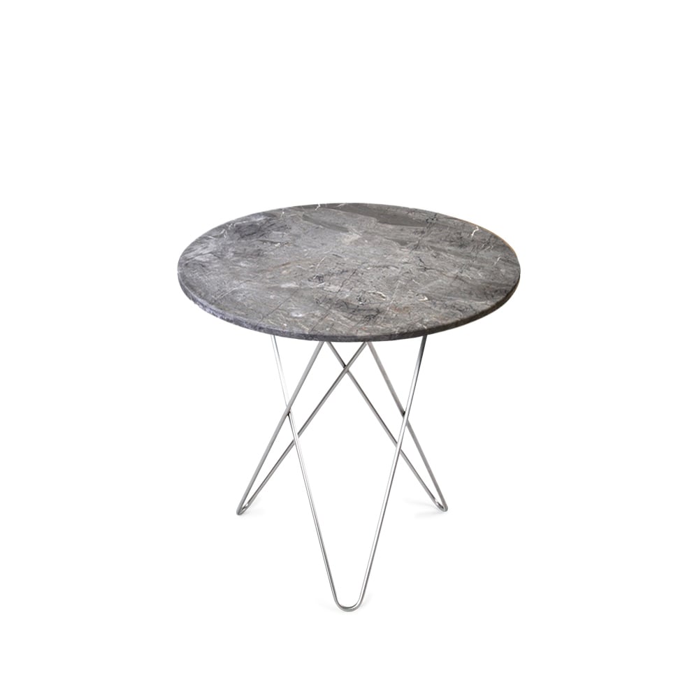 Bilde av OX Denmarq Tall Mini O Table salongbord Marmor grå rustfritt stativ