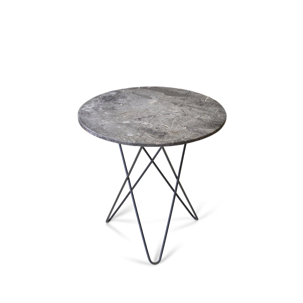 Bilde av Ox Denmarq Tall Mini O Table salongbord marmor grå sortlakkert stativ