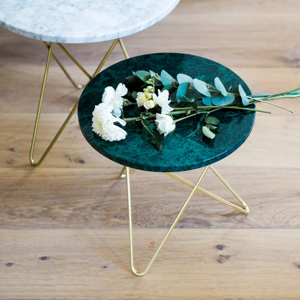 Tall Mini O Table salongbord, Marmor grønn, rustfritt stål OX Denmarq