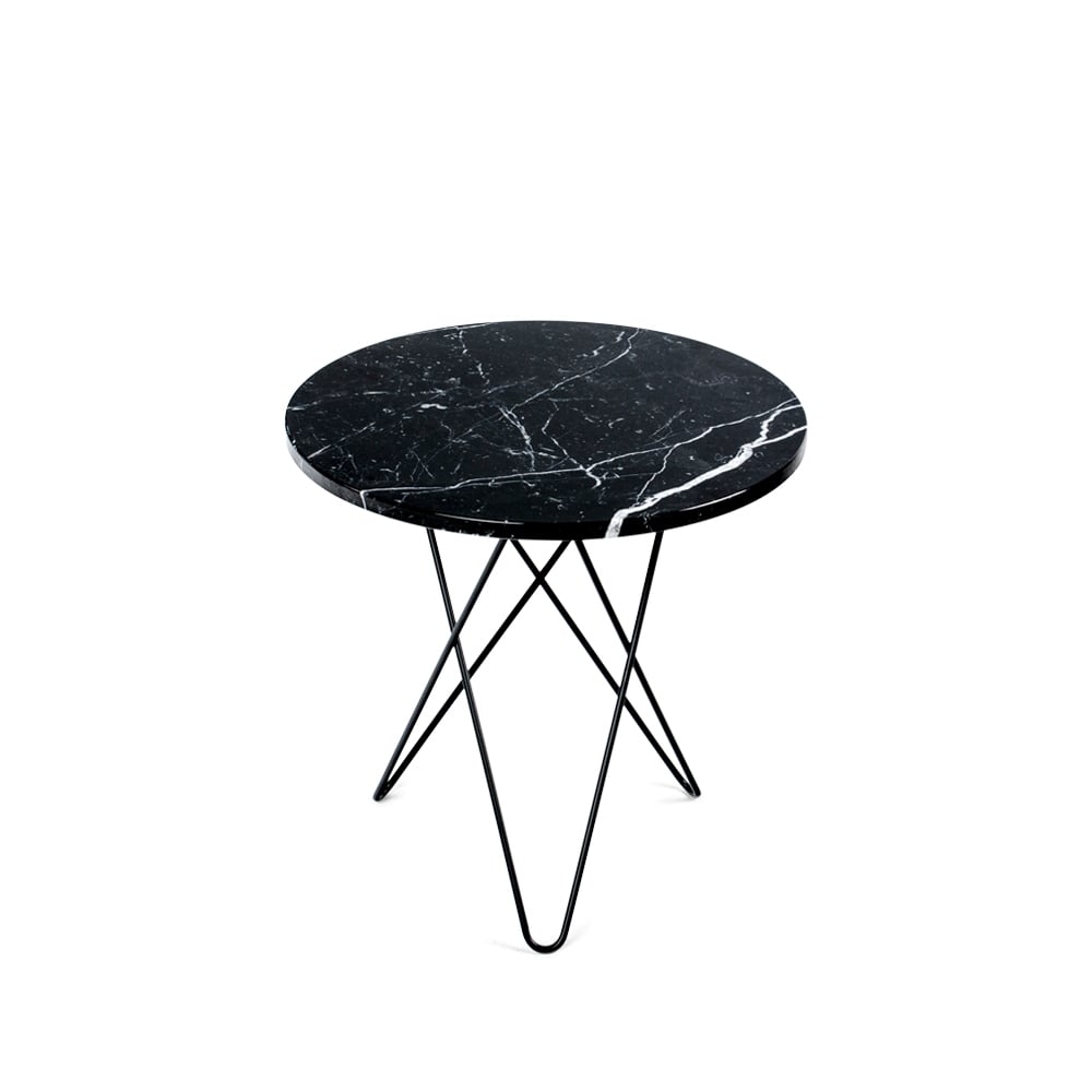 Bilde av OX Denmarq Tall Mini O Table salongbord Marmor sort sortlakkert stativ