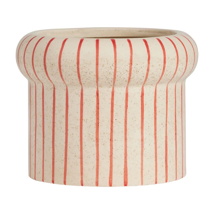 Aki krukke liten Ø16.5 cm, Offwhite-Rød OYOY