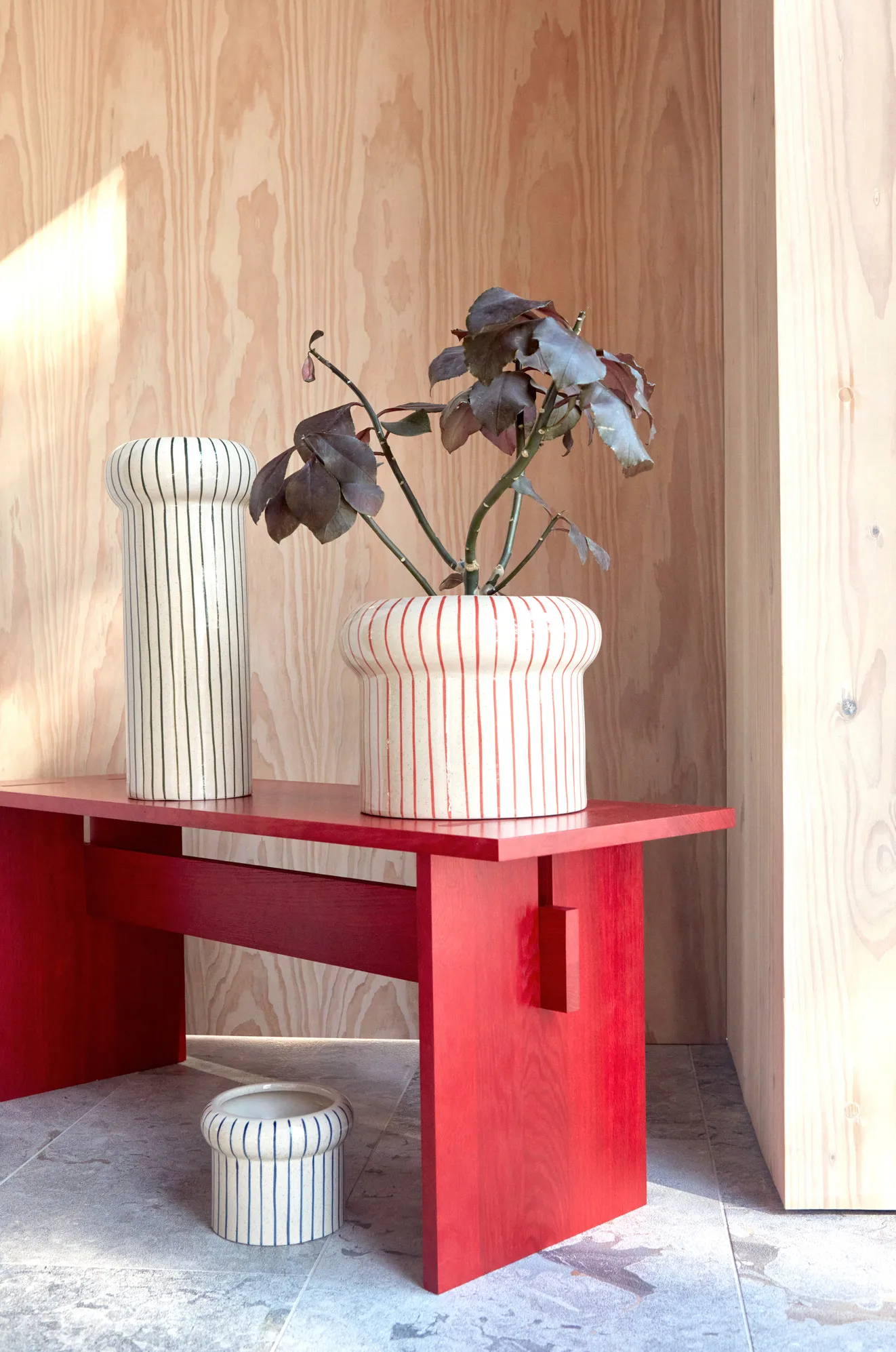 Aki krukke liten Ø16.5 cm, Offwhite-Rød OYOY