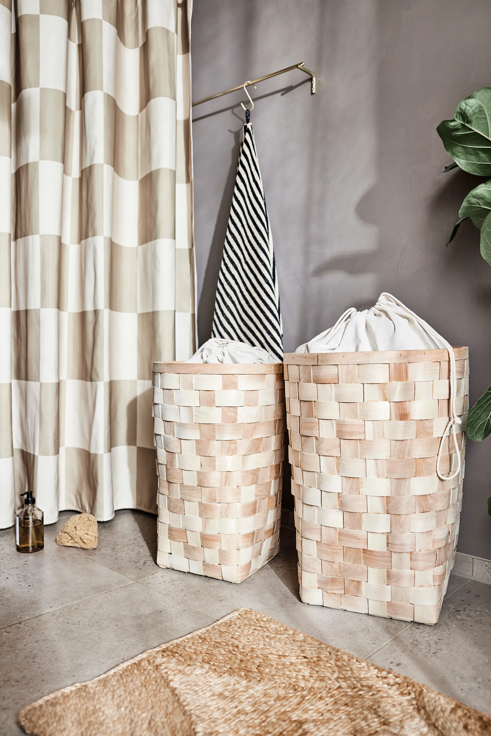 Chess dusjforheng 180x180 cm, Clay-offwhite OYOY