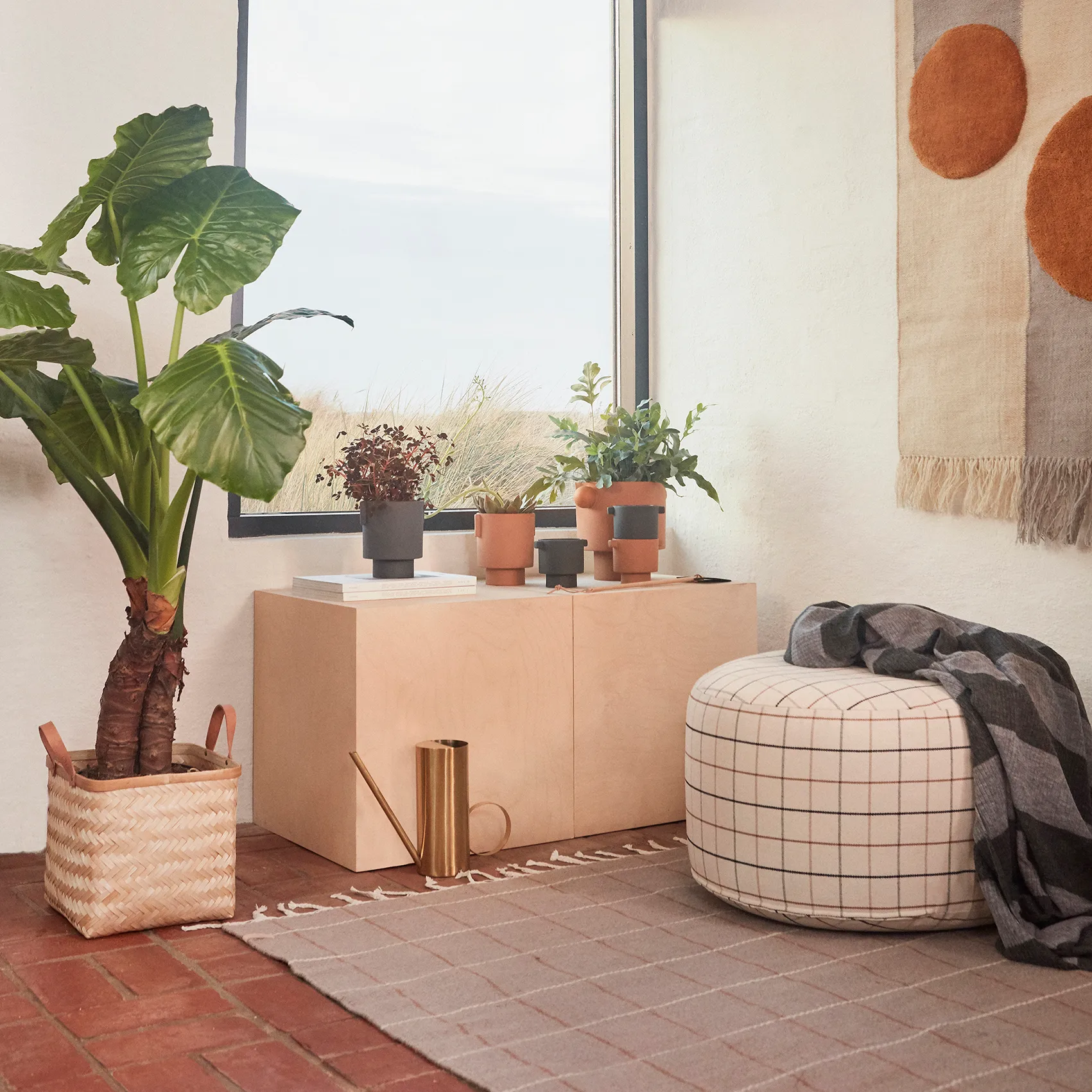 Grid puff Ø65 cm, Off white OYOY