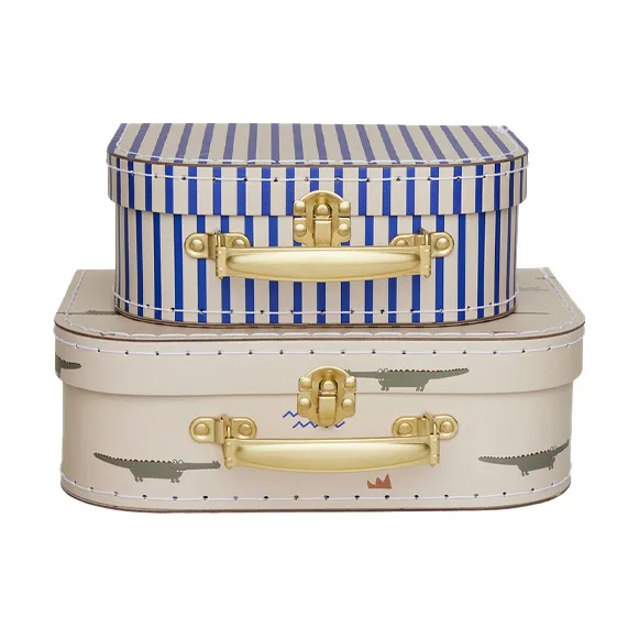 Mini Crocodile & Stripes koffertsett, Beige OYOY