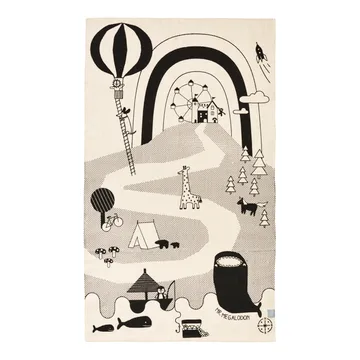Mr. Megalodon Adventure teppe 90x150 cm - Offwhite-svart - OYOY