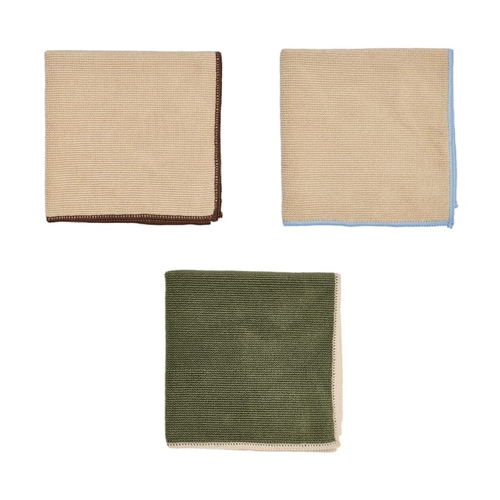 Mundus mikrofiberklut 30x30 cm 3 deler - Camel-olive - OYOY