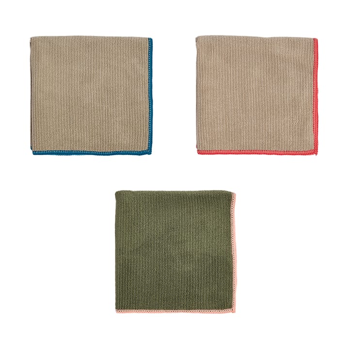 Mundus mikrofiberklut 30x30 cm 3 deler - Olive-clay - OYOY