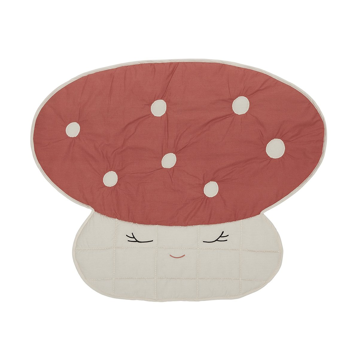 Bilde av OYOY Mushroom quiltet teppe Offwhite-red