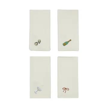 New Year bomullsserviett 45x45 cm 4-pakn. - Offwhite - OYOY