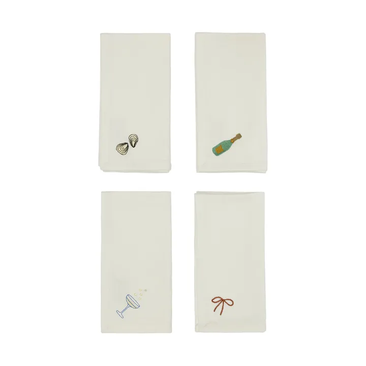 New Year bomullsserviett 45x45 cm 4-pakn. - Offwhite - OYOY