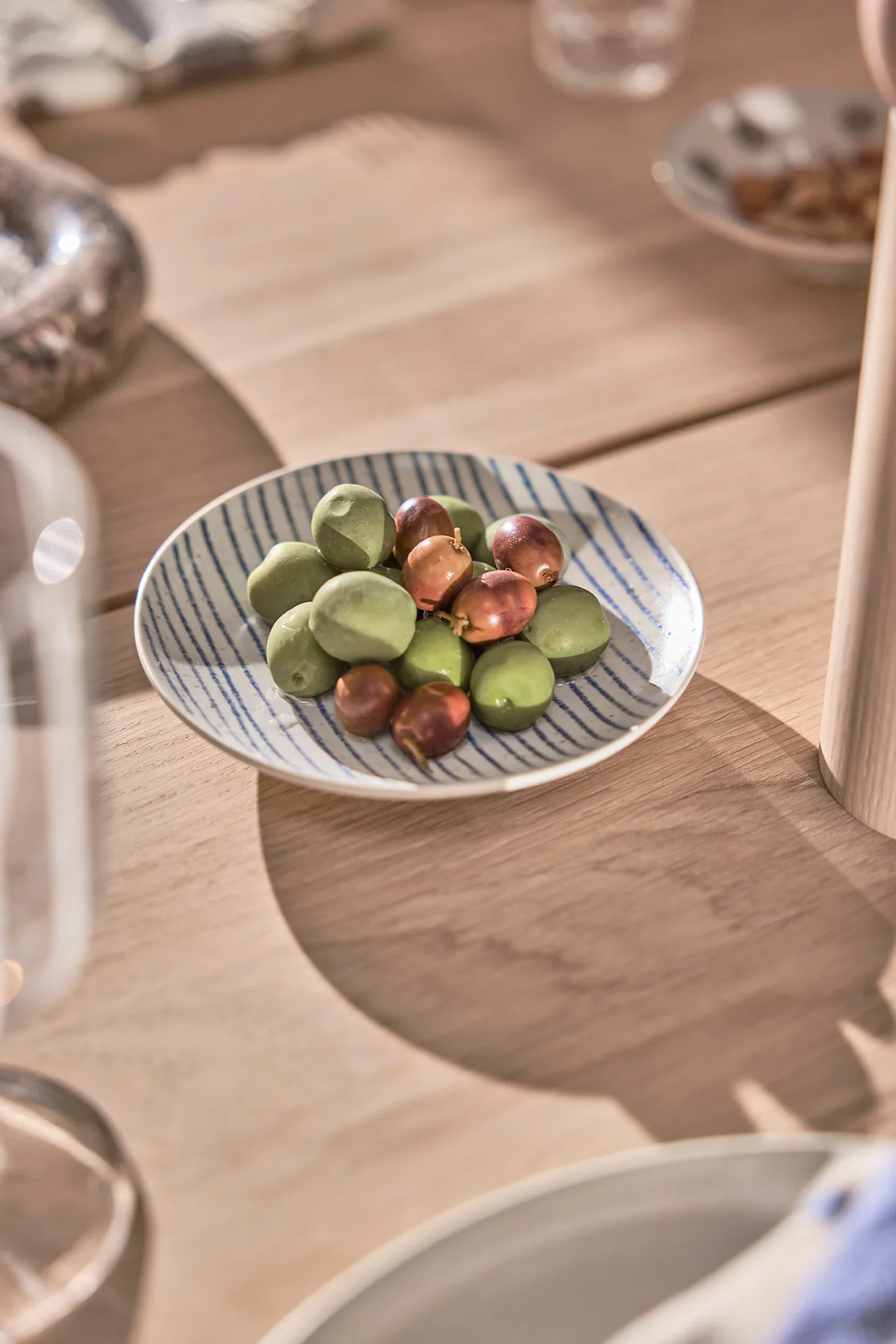 Nori stripete bolle liten Ø12,9 cm 2-pakning, Clay-optic Blue OYOY