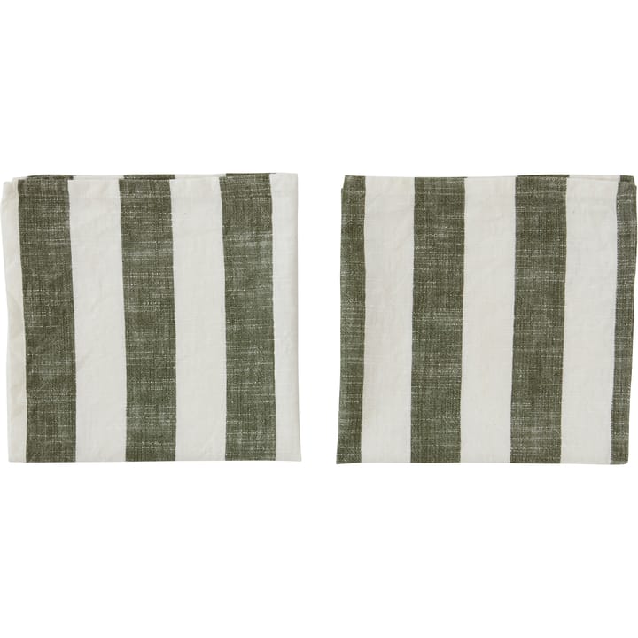 Striped serviett 45 x 45 cm 2-pakning - Oliven - OYOY