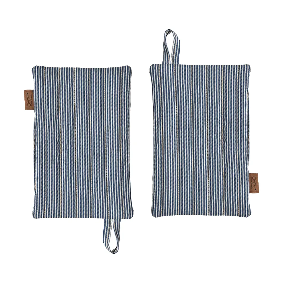 Stripet Denim gryteklut 2-pk, Blue OYOY