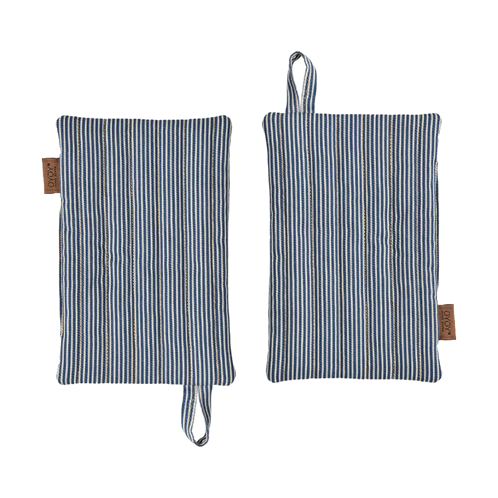 OYOY Stripet Denim gryteklut 2-pk Blue | Skandinavisk Design | Grytekluter & Grytevotter | Blå