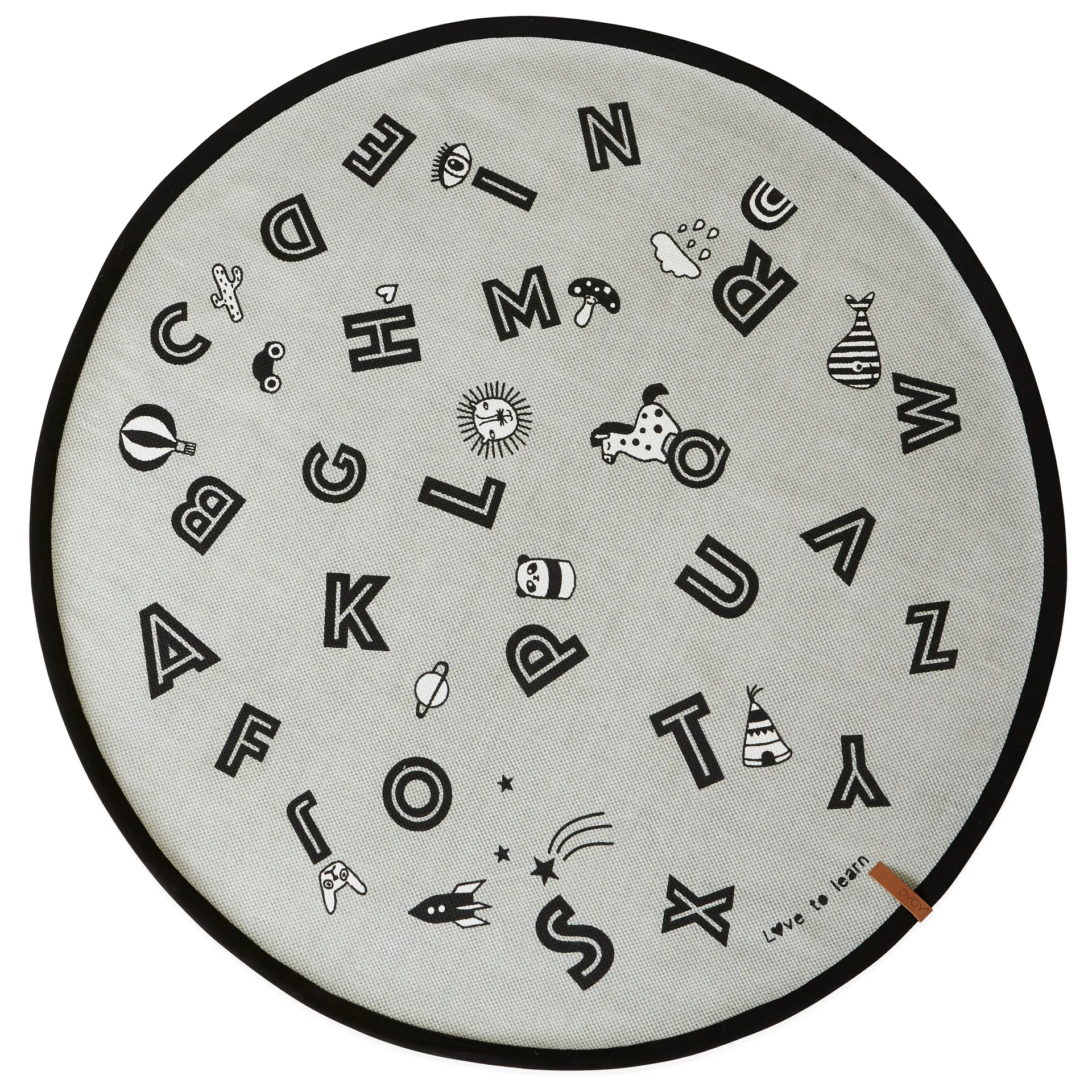 The alphabet teppe Ø120 cm, Grå OYOY