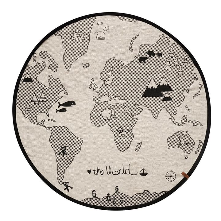 The world gulvteppe (barn) Ø 135 cm, beige-grå OYOY
