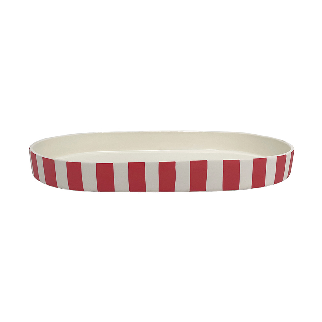 OYOY Toppu oval dekorasjonsbrikke Cherry Red