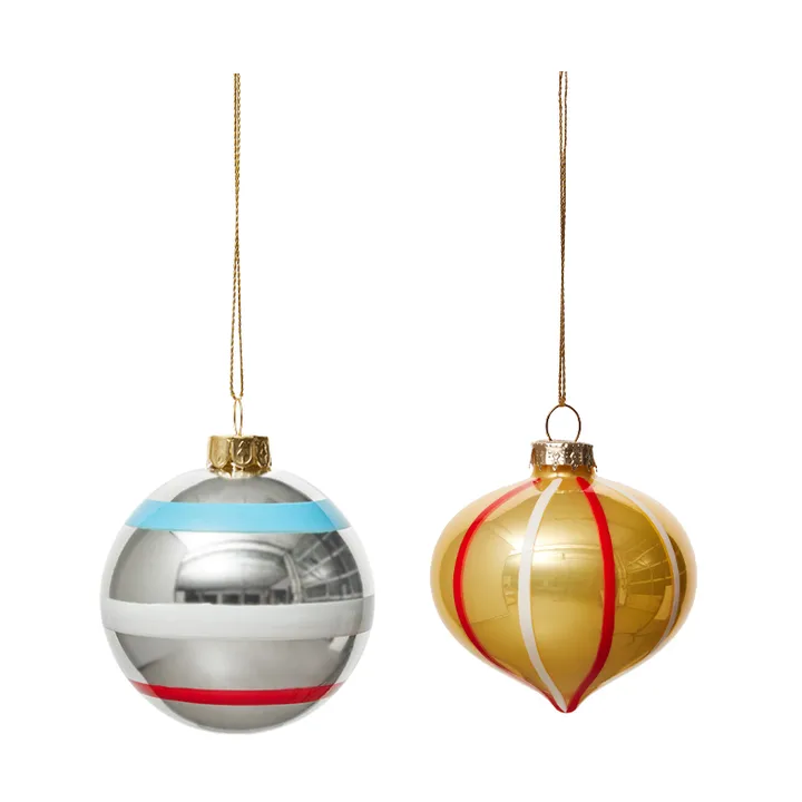 Vintage Christmas Glass Ball No. 2 julekule 2 stk - Multi - OYOY
