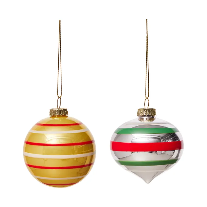 Vintage Christmas Glass Ball No. 3 julekule 2 stk - Multi - OYOY
