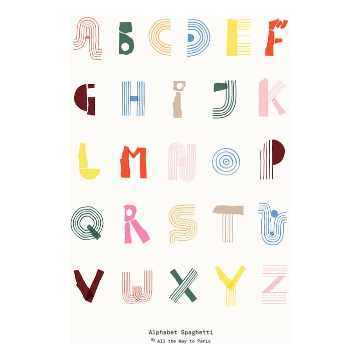 Alphabet Spaghetti ENG Multi-colour plakat - 70 x 100 cm - Paper Collective