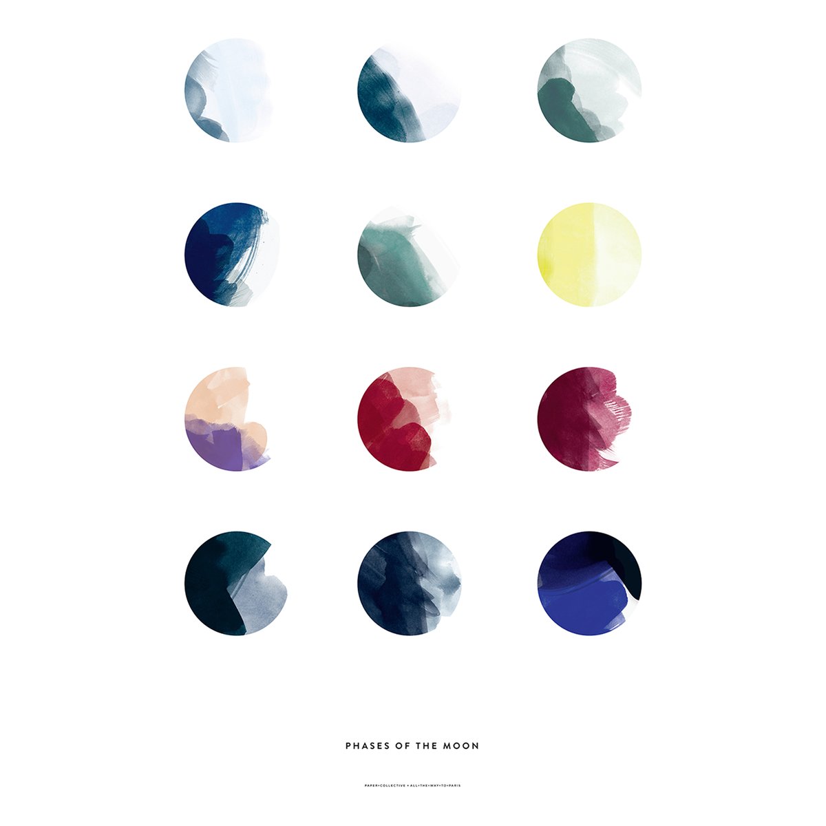 Paper Collective Moon Phases poster 50x70 cm | Skandinavisk Design | Poster | Hvit