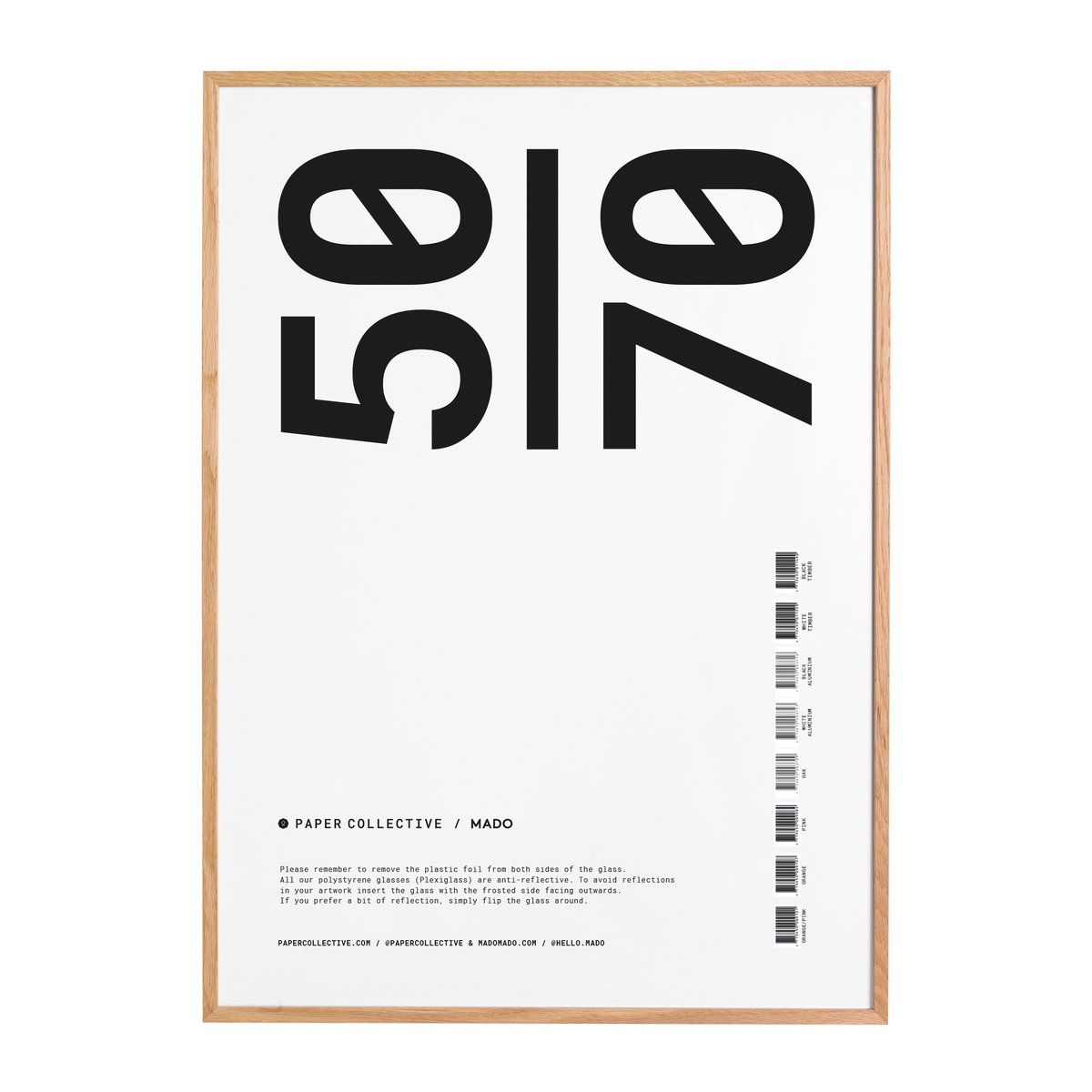 Paper Collective ramme plexiglass-eik 50x70 cm | Skandinavisk Design | Bilderammer | Beige
