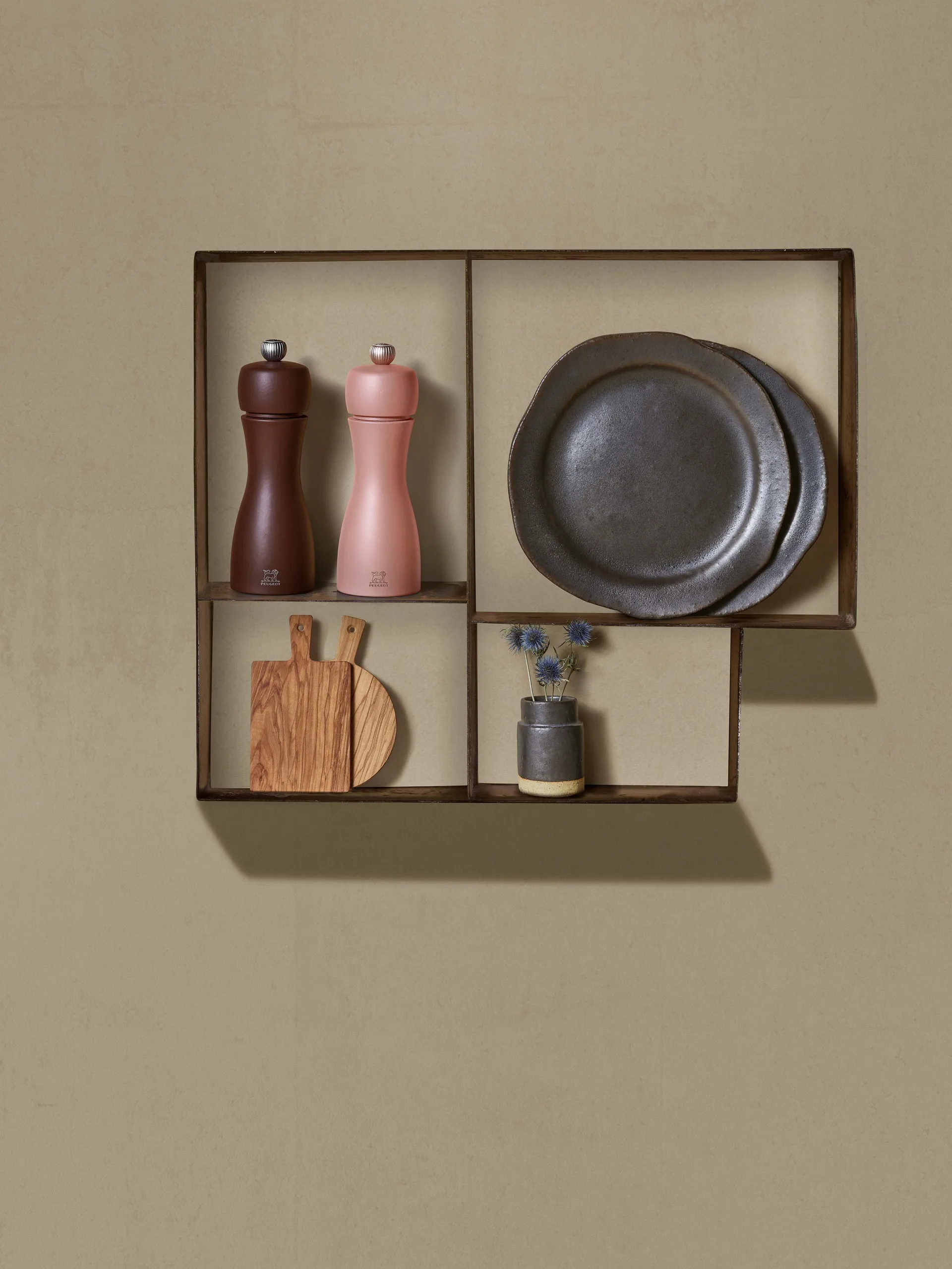 Tahiti sett Earth salt- og pepperkvern 15 cm, Cacao & nuts Peugeot