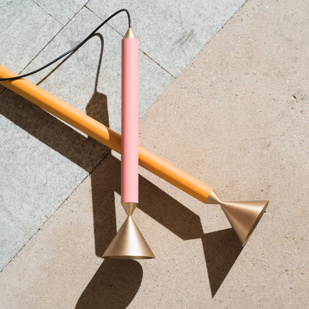 Apollo 39 takpendel, coral pink, messing Pholc