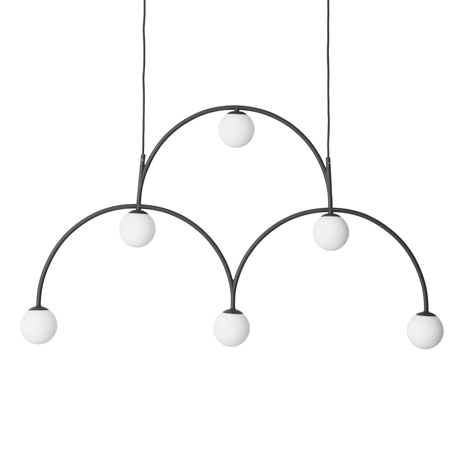 Bounce 116 taklampe, Svart-opalglass Pholc