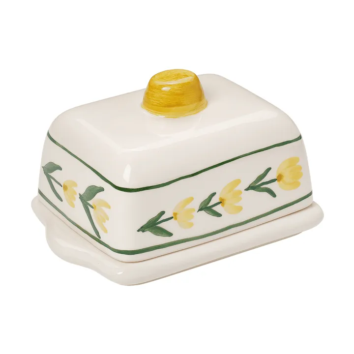 Cottage Flower smørboks - Yellow, 17x11,5 cm - Pick a Poppy