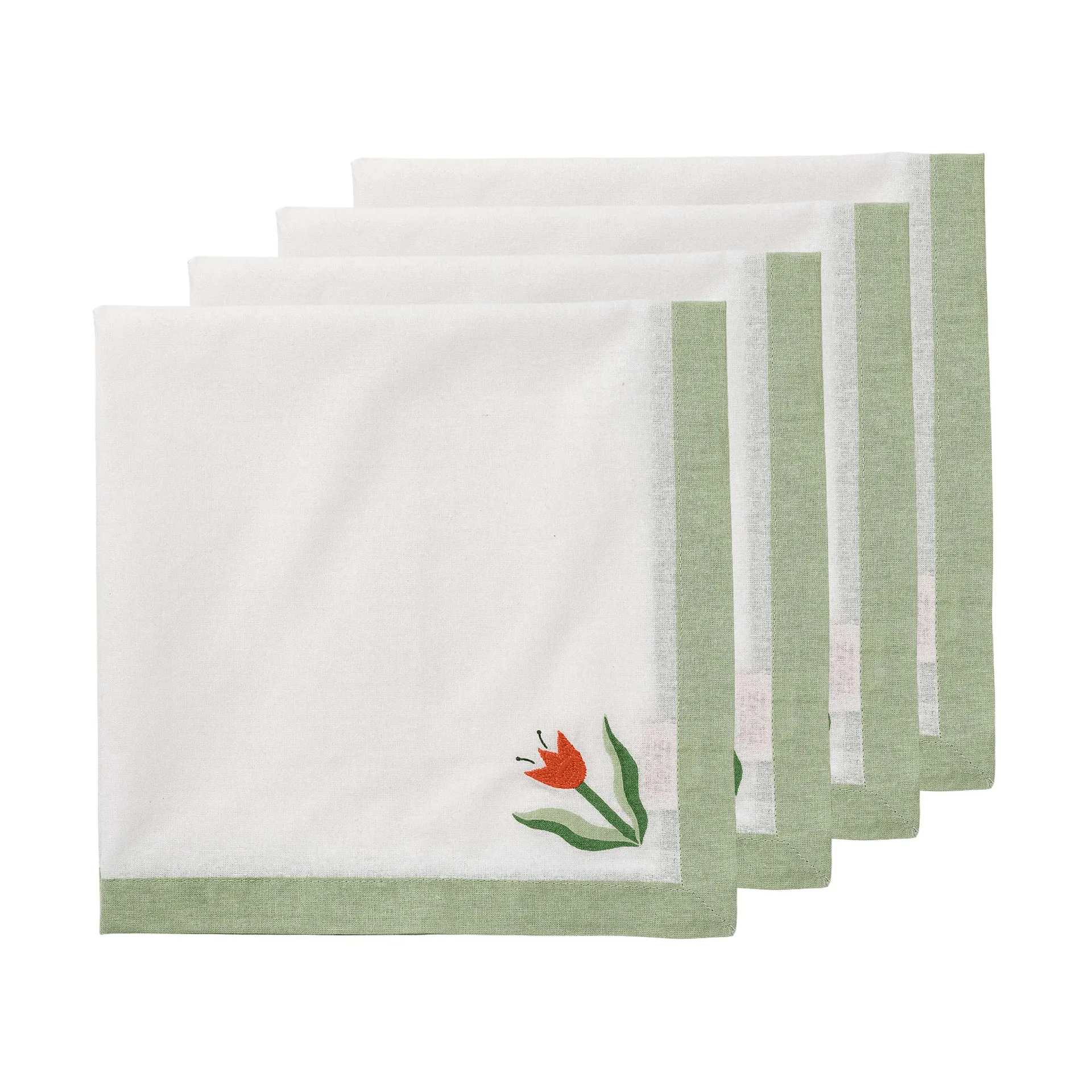 Madelen Möllard Tulip bomullsserviett, Lysegrønn, 4-pakning, 45x45 cm Pick a Poppy