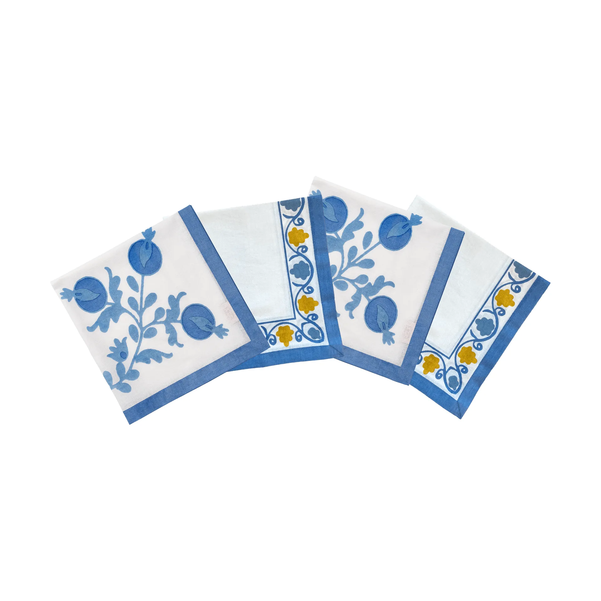 Suzani bomullsserviett, Blue, 4-pakning, 45x45 cm Pick a Poppy
