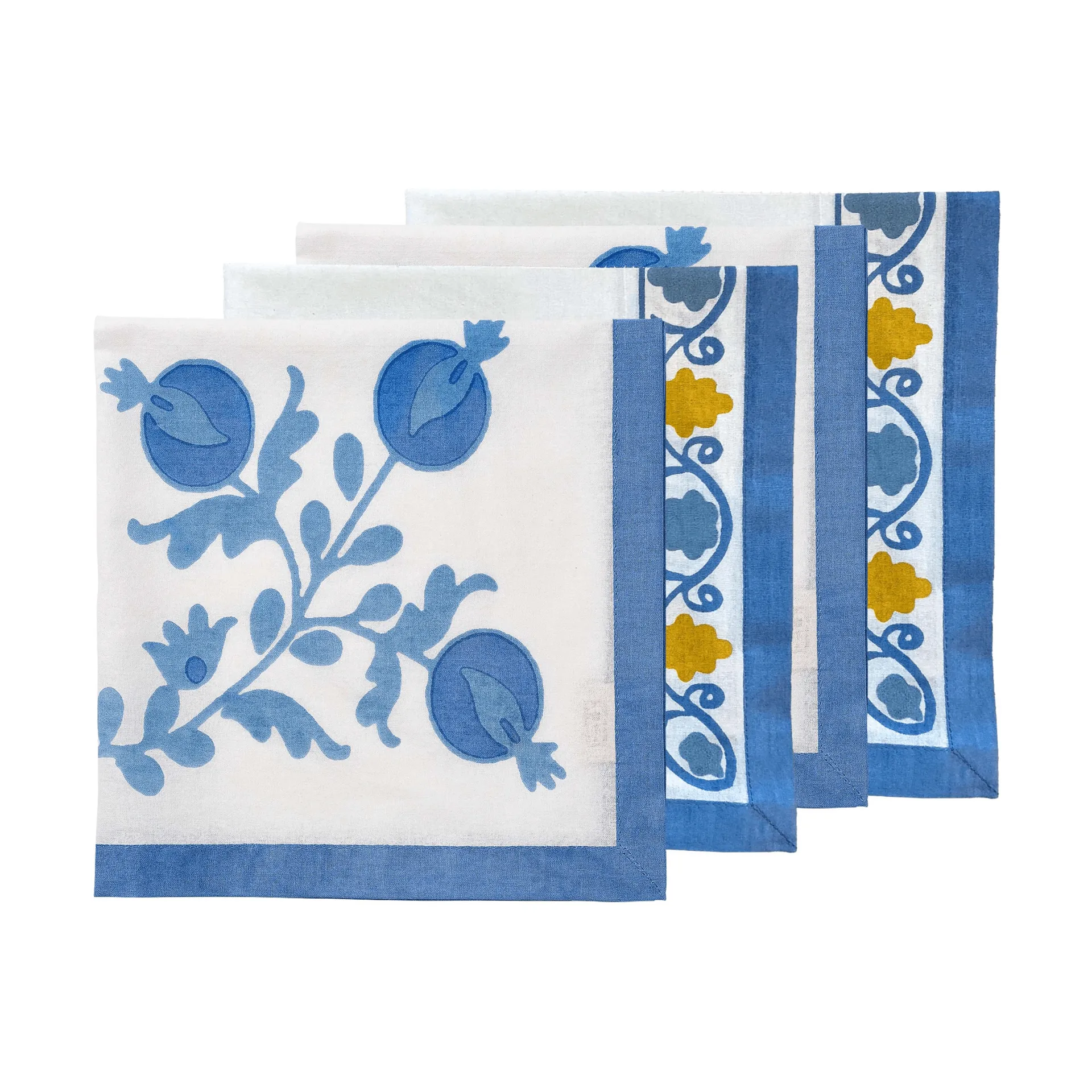 Suzani bomullsserviett, Blue, 4-pakning, 45x45 cm Pick a Poppy