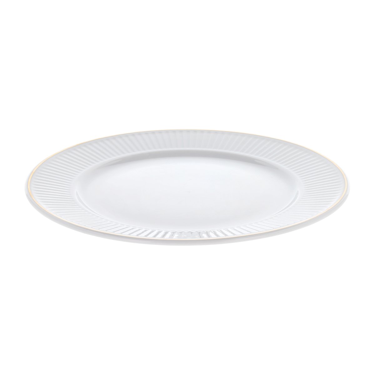 Pillivuyt Plissé tallerken med gullkant 22 cm Hvit | Skandinavisk Design | Middagstallerkener | Hvit