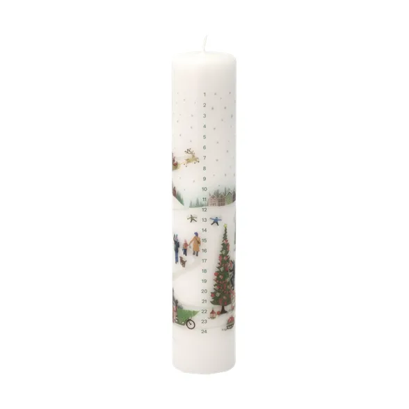 Vinter kalenderlys Ø5x25 cm - Hvit - Pillivuyt
