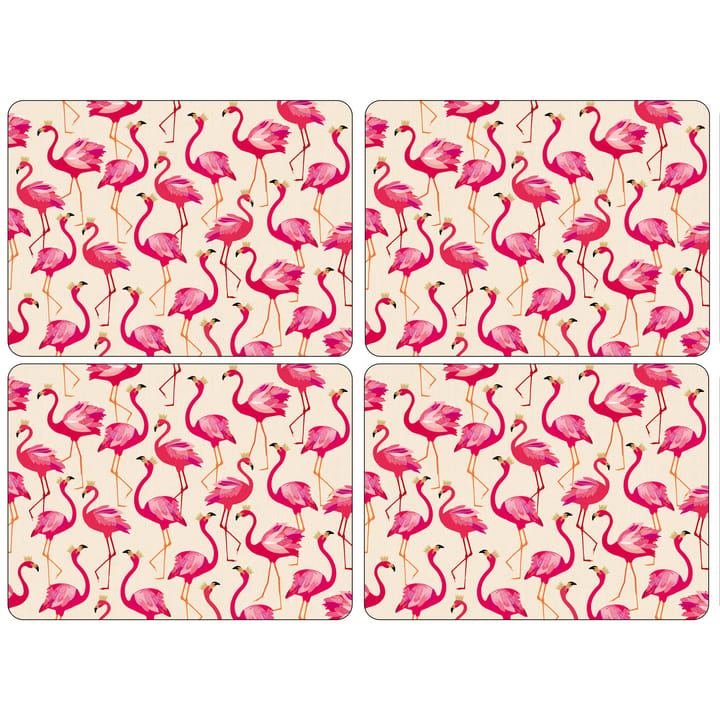 Flamingo bordbrikke 4-stk. - 30x23 cm - Pimpernel