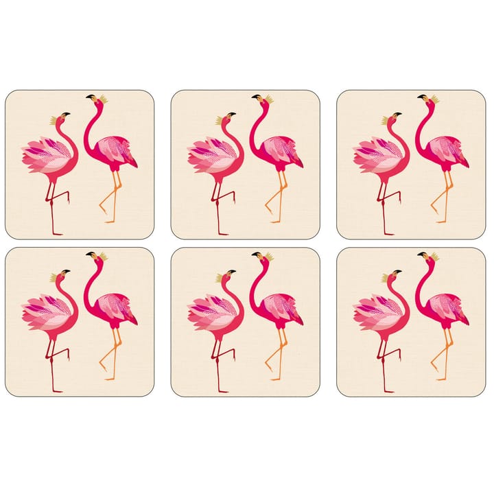Flamingo glassunderlag 6-stk. - Rosa - Pimpernel
